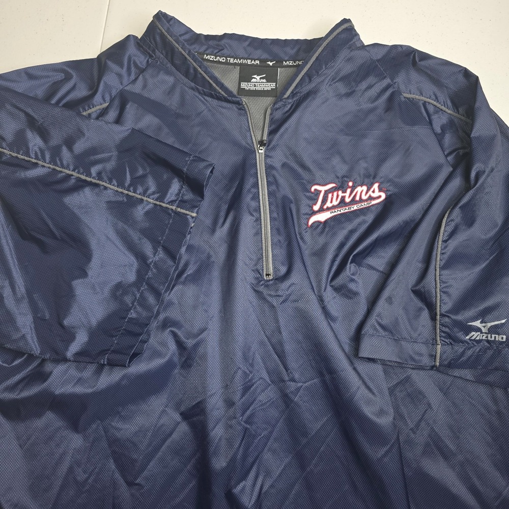 MIZUNO Men's XL Minnesota Twins Vented Windbreaker Navy Blue Fantasy Camp -1215